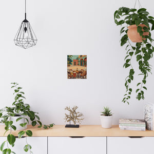 Tropical Courtyard Poster — Palm Patio Wall Art with Lantern & Drums